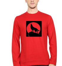 Load image into Gallery viewer, Wolf Full Sleeves T-Shirt for Men-S(38 Inches)-Red-Ektarfa.online
