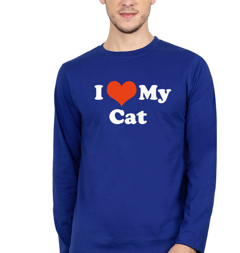I Love My Cat Full Sleeves T-Shirt for Men-Royal Blue-Ektarfa.online