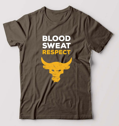 Blood Sweat Respect Gym T-Shirt for Men-S(38 Inches)-Olive Green-Ektarfa.online