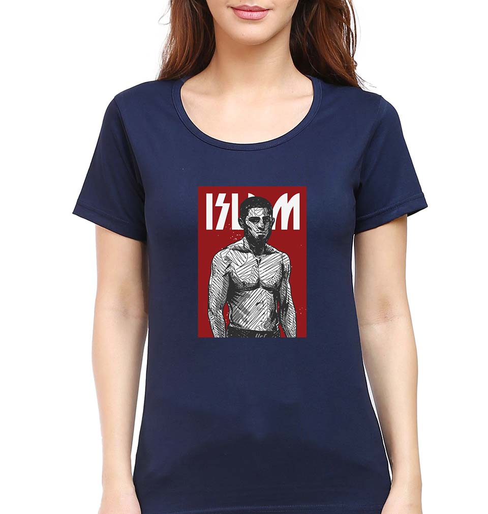 Islam Makhachev T-Shirt for Women-Navy Blue-Ektarfa.online