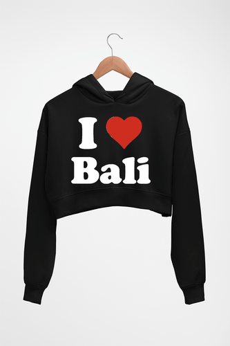 I Love Bali Crop HOODIE FOR WOMEN-Black-Ektarfa.online