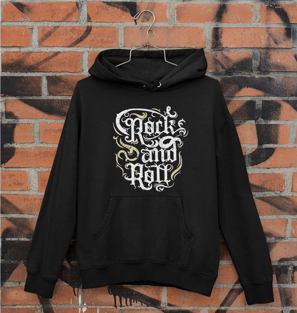 Rock and Roll Unisex Hoodie for Men/Women-S(40 Inches)-Black-Ektarfa.online