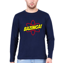 Load image into Gallery viewer, Sheldon Cooper Bazinga Full Sleeves T-Shirt for Men-S(38 Inches)-Navy Blue-Ektarfa.online
