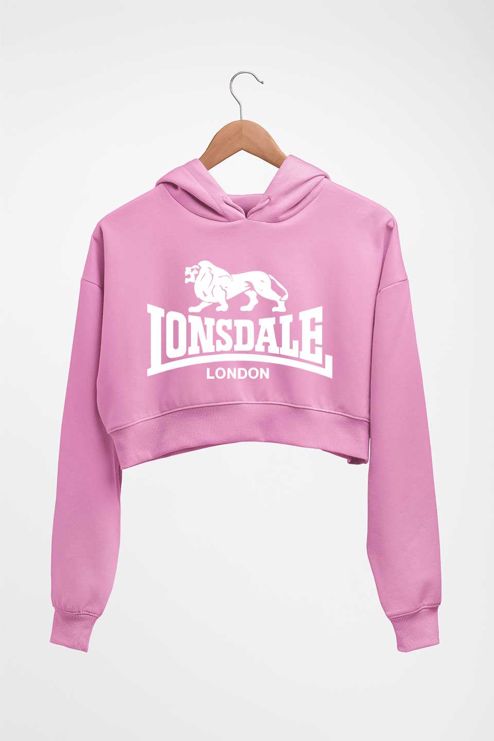 Lonsdale Crop HOODIE FOR WOMEN-Light Baby Pink-Ektarfa.online