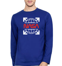 Load image into Gallery viewer, Nasa White Off Full Sleeves T-Shirt for Men-Royal Blue-Ektarfa.online
