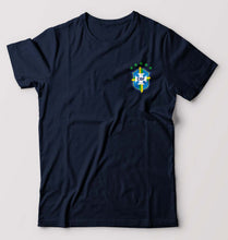 Load image into Gallery viewer, Brazil Football T-Shirt for Men-S(38 Inches)-Navy Blue-Ektarfa.online
