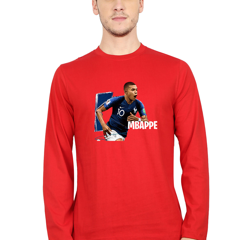 Kylian Mbappé Full Sleeves T-Shirt for Men-Red-Ektarfa.online