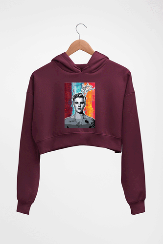 Justin Bieber Crop HOODIE FOR WOMEN-Maroon-Ektarfa.online