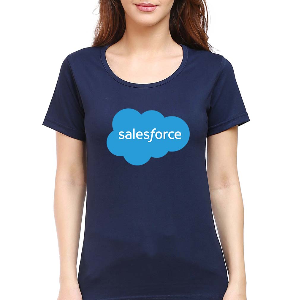 Salesforce Half Sleeves T-Shirt for Women-XXL(41 Inches)-Navy Blue-Ektarfa.co.in