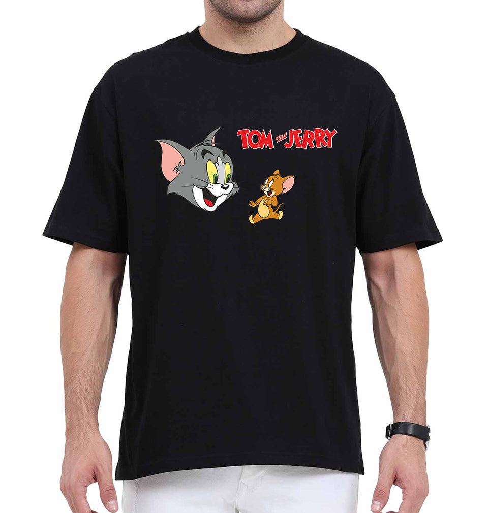 Tom and Jerry Oversized T-Shirt for Men-Black-Ektarfa.online