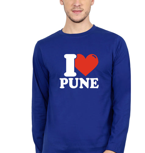 I Love Pune T Full Sleeves T-Shirt for Men-Royal Blue-Ektarfa.online