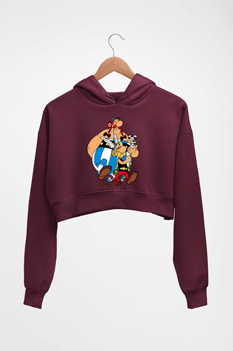 Asterix Crop HOODIE FOR WOMEN-Maroon-Ektarfa.online