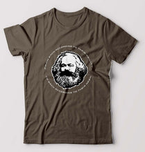 Load image into Gallery viewer, Karl Marx T-Shirt for Men-S(38 Inches)-Olive Green-Ektarfa.online
