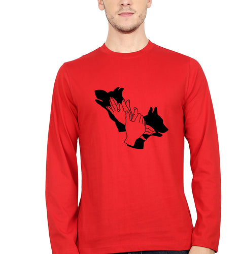 Dog Full Sleeves T-Shirt for Men-Red-Ektarfa.online