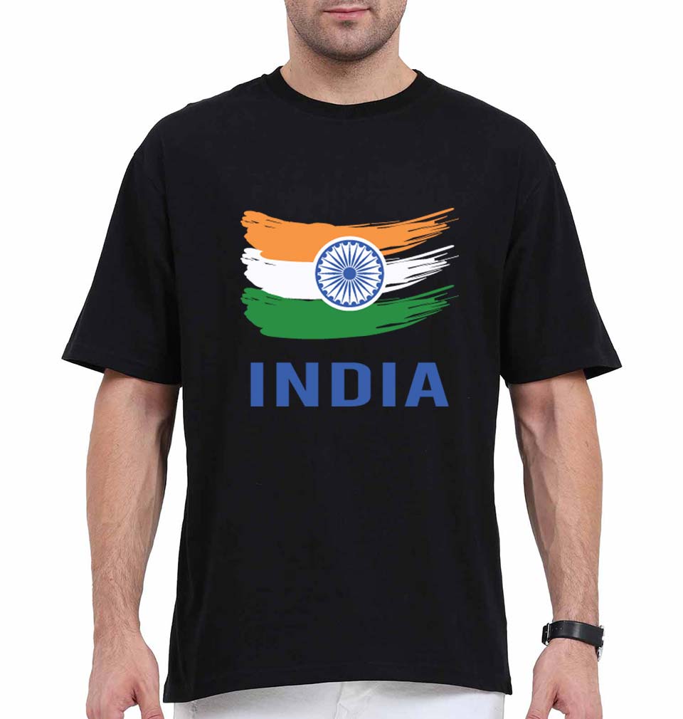 India Oversized T-Shirt for Men-Black-Ektarfa.online