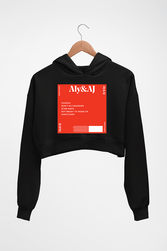 Aly & AJ Crop HOODIE FOR WOMEN-Black-Ektarfa.online