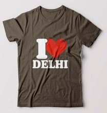 Load image into Gallery viewer, I Love Delhi T-Shirt for Men-S(38 Inches)-Coffee Brown-Ektarfa.online
