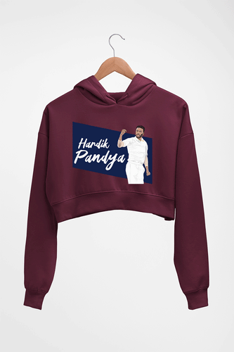 Hardik Pandya Crop HOODIE FOR WOMEN-Maroon-Ektarfa.online