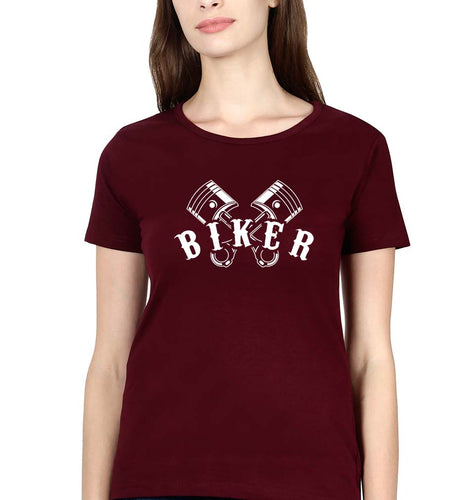 Biker T-Shirt for Women-Maroon-Ektarfa.online