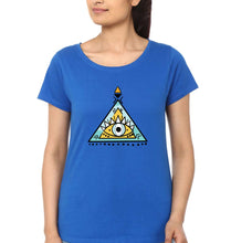 Load image into Gallery viewer, Psychedelic Triangle eye T-Shirt for Women-XS(32 Inches)-Royal Blue-Ektarfa.online
