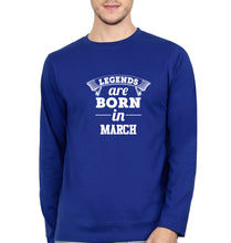 Load image into Gallery viewer, Legends are Born in March Full Sleeves T-Shirt for Men-Royal Blue-Ektarfa.online
