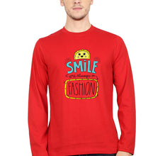 Load image into Gallery viewer, Smile are Always in Fashion Full Sleeves T-Shirt for Men-S(38 Inches)-Red-Ektarfa.online
