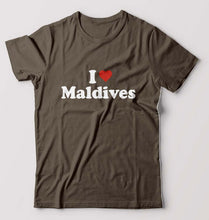 Load image into Gallery viewer, I Love Maldives T-Shirt for Men-Olive Green-Ektarfa.online
