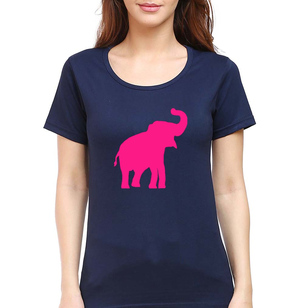 Pink Elephant T-Shirt for Women-Navy Blue-Ektarfa.online