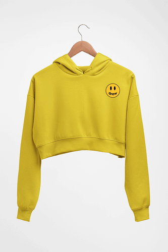 Drew House Logo Crop HOODIE FOR WOMEN-Mustard Yellow-Ektarfa.online