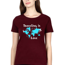 Load image into Gallery viewer, Traveling is Love T-Shirt for Women-Maroon-Ektarfa.online
