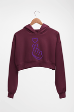 Load image into Gallery viewer, Purple Heart Crop HOODIE FOR WOMEN-Maroon-Ektarfa.online

