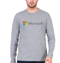 Load image into Gallery viewer, Microsooft Full Sleeves T-Shirt for Men-S(38 Inches)-Grey Melange-Ektarfa.online
