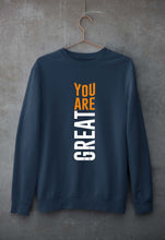 Load image into Gallery viewer, You Are Great Unisex Sweatshirt for Men/Women-S(40 Inches)-Navy Blue-Ektarfa.online
