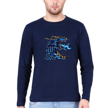 Load image into Gallery viewer, Dragon Full Sleeves T-Shirt for Men-S(38 Inches)-Navy Blue-Ektarfa.online
