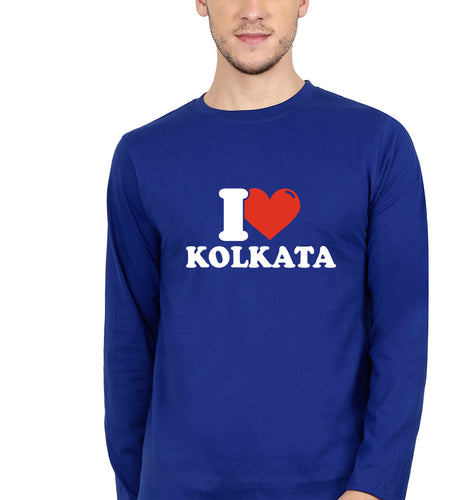 I Love Kolkata T Full Sleeves T-Shirt for Men-Royal Blue-Ektarfa.online