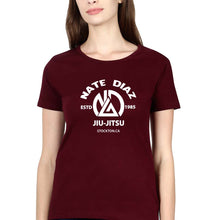 Load image into Gallery viewer, Nate Diaz UFC T-Shirt for Women-XS(32 Inches)-Maroon-Ektarfa.online
