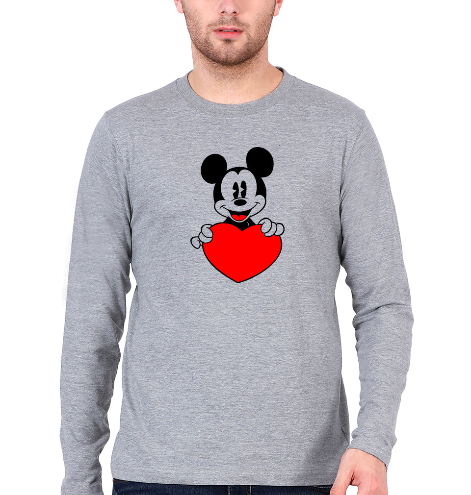 Mickey Mouse Full Sleeves T-Shirt for Men-Grey Melange-Ektarfa.online