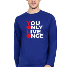 Load image into Gallery viewer, You Live Only Once(YOLO) Full Sleeves T-Shirt for Men-S(38 Inches)-Royal Blue-Ektarfa.online
