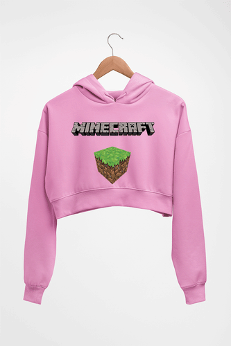 Minecraft Crop HOODIE FOR WOMEN-Light Baby Pink-Ektarfa.online