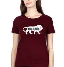 Load image into Gallery viewer, Make in India T-Shirt for Women-Maroon-Ektarfa.online
