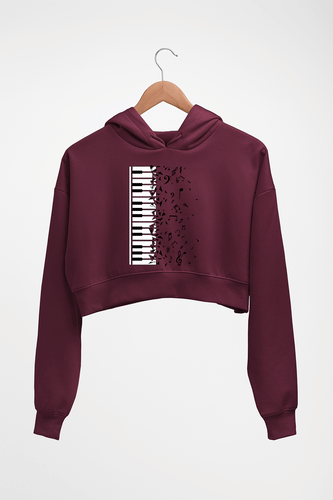 Piano Crop HOODIE FOR WOMEN-Maroon-Ektarfa.online