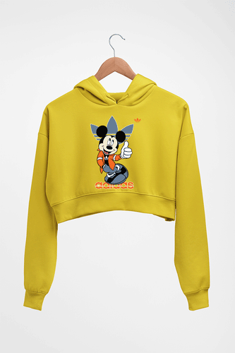Mickey Crop HOODIE FOR WOMEN-Mustard Yellow-Ektarfa.online