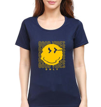 Load image into Gallery viewer, Good Vibes Emoji T-Shirt for Women-Navy Blue-Ektarfa.online

