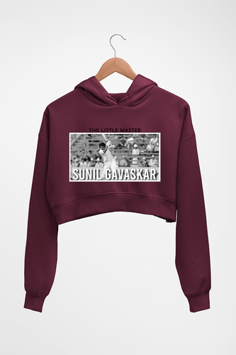 Sunil Gavaskar Crop HOODIE FOR WOMEN-Maroon-Ektarfa.online