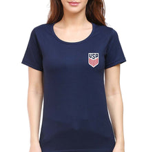 Load image into Gallery viewer, USA Football T-Shirt for Women-XS(32 Inches)-Navy Blue-Ektarfa.online
