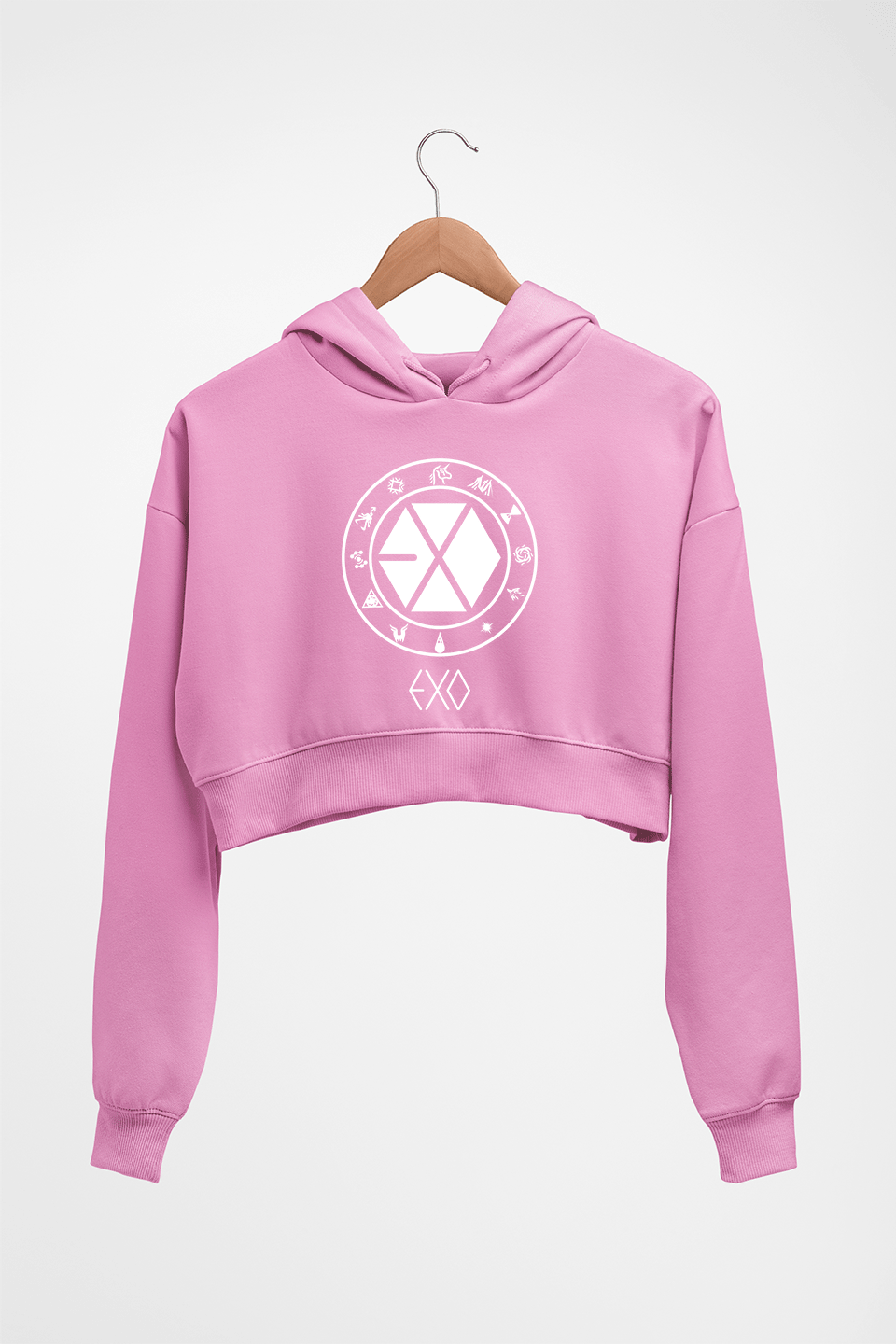 EXO Crop HOODIE FOR WOMEN-Light Baby Pink-Ektarfa.online