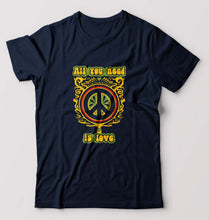 Load image into Gallery viewer, Psychedelic Love T-Shirt for Men-S(38 Inches)-Navy Blue-Ektarfa.online
