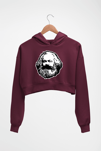 Karl Marx Crop HOODIE FOR WOMEN-Maroon-Ektarfa.online