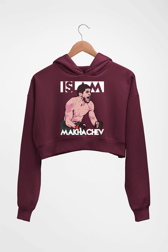 Islam Makhachev Crop HOODIE FOR WOMEN-Maroon-Ektarfa.online