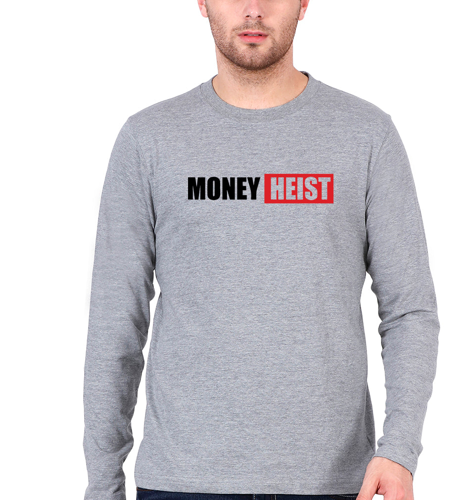 Money Heist Full Sleeves T-Shirt for Men-Grey Melange-Ektarfa.online